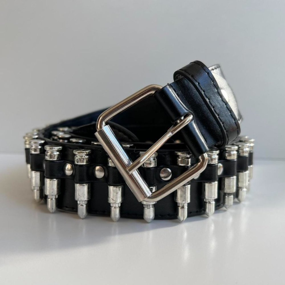 Y2K 2000s bullet-studded black belt - Picture 8 of 8